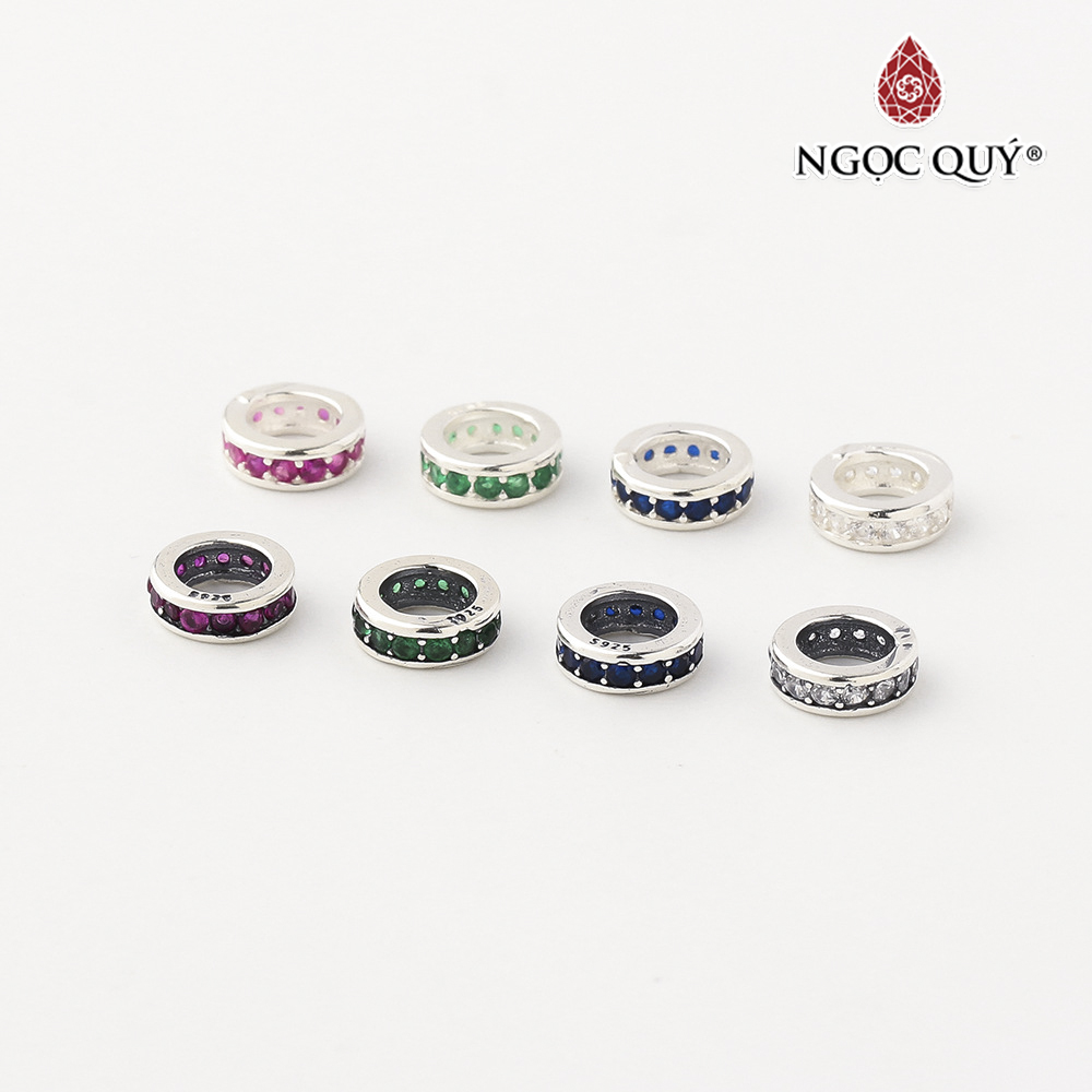 Charm bạc chặn hạt đính đá - Ngọc Quý Gemstones