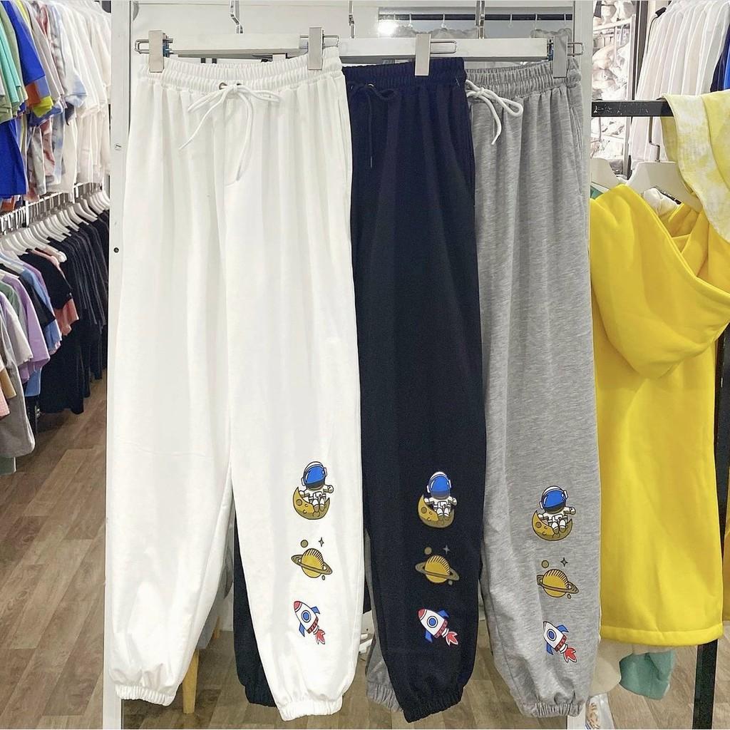 Quần Jogger Ống Suông Hoạ Tiết Planet Ulzzang Unisex Nam Nữ,Quần jogger nữ dài ống rộng phong cách Ulzzang bo gấu chất thun trẻ trung