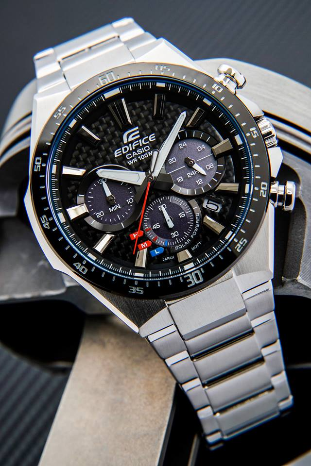 Đồng Hồ Nam Dây Thép Casio Edifice EQS-800CDB-1AVUDF - Năng lượng mặt trời - Mặt Carbon - EQS-800CDB-1A