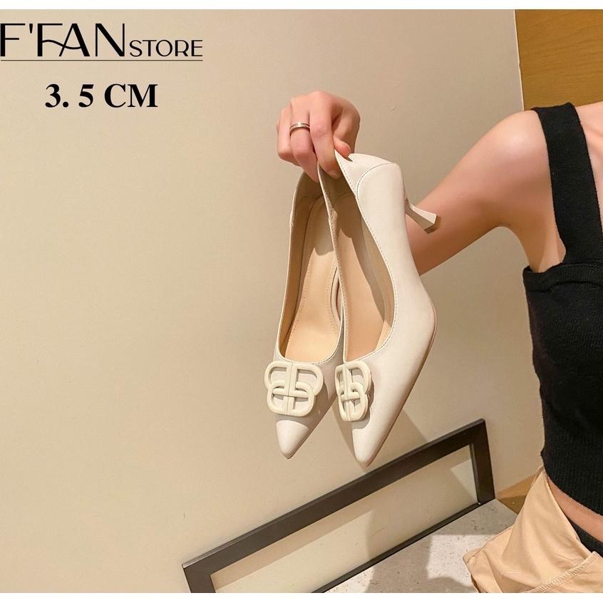 Giày Cao Gót Da Mềm Lót Êm Chân - Đính Họa Tiết Cao Cấp B10 FFAN STORE