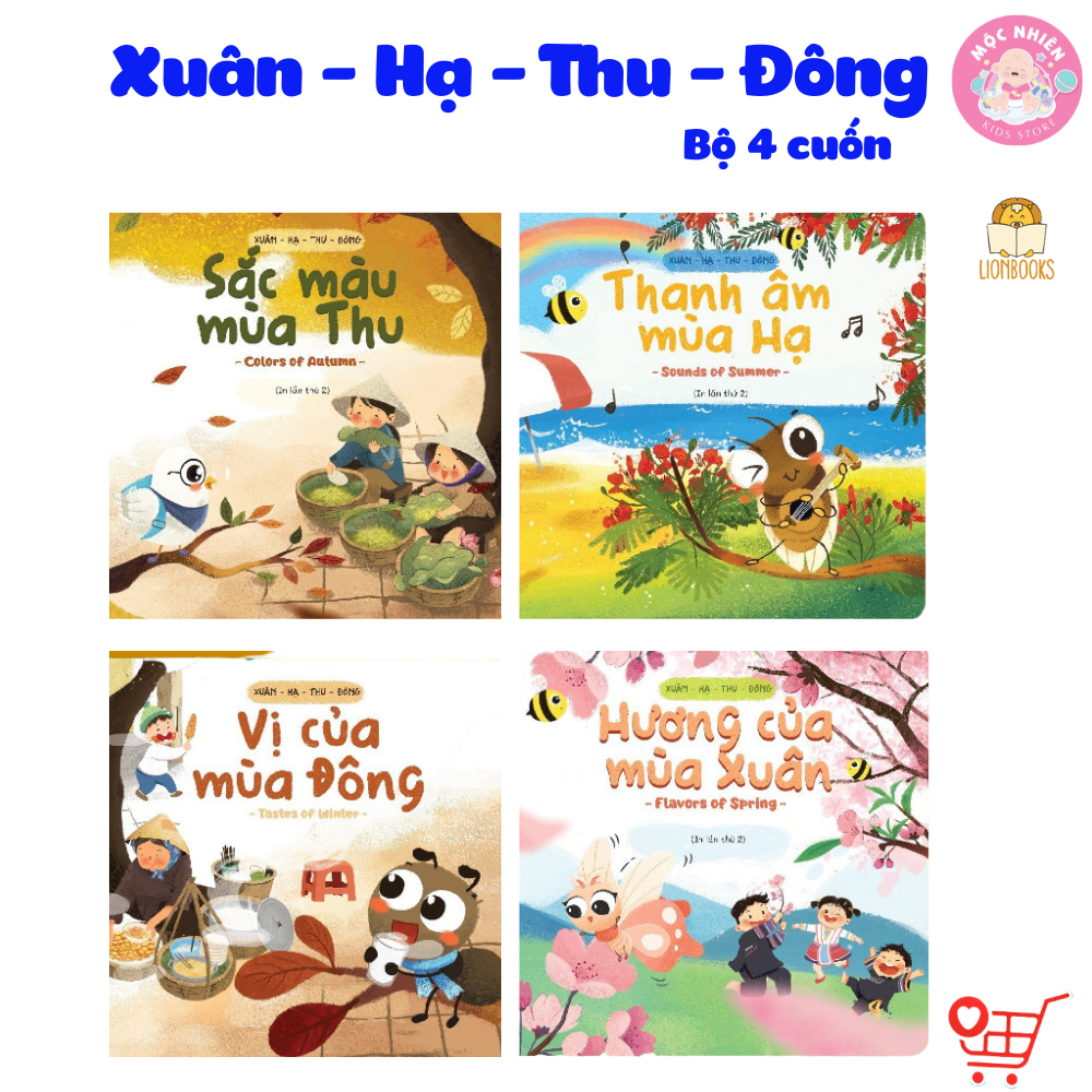 Sách Đọc To - Bộ Xuân Hạ Thu Đông 4 Cuốn cho bé Phát triển giác quan - Lionbooks