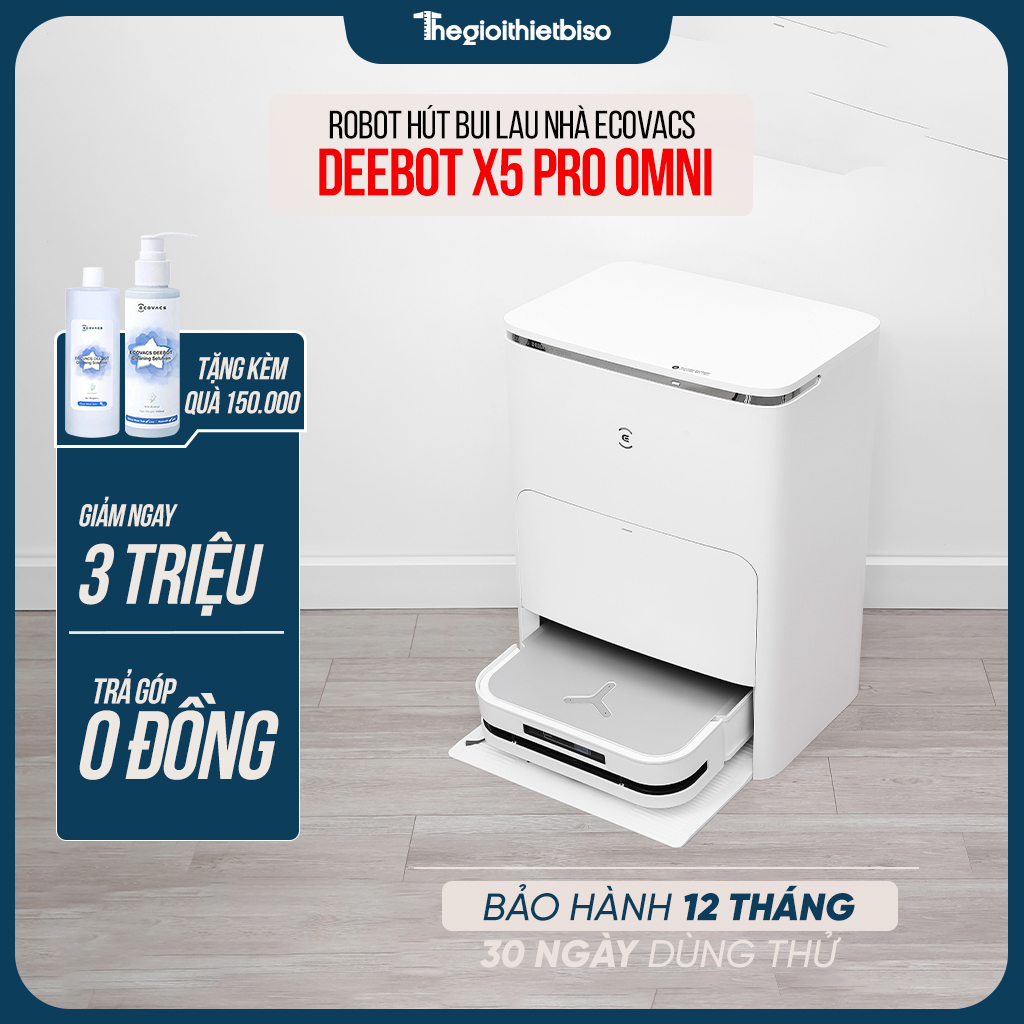 [GIÁ TẠI KHO] - Robot Hút Bụi Lau Nhà Ecovacs Deebot X5 Pro Omni 2025 Màu trắng - Hàng chính hãng Ecovacs