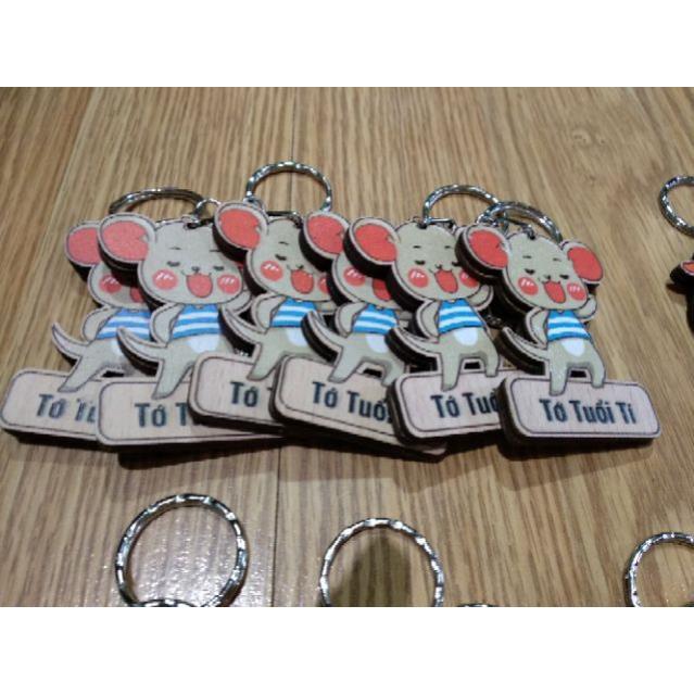 Móc khóa cute 12 con giáp bằng gỗ loại đẹp