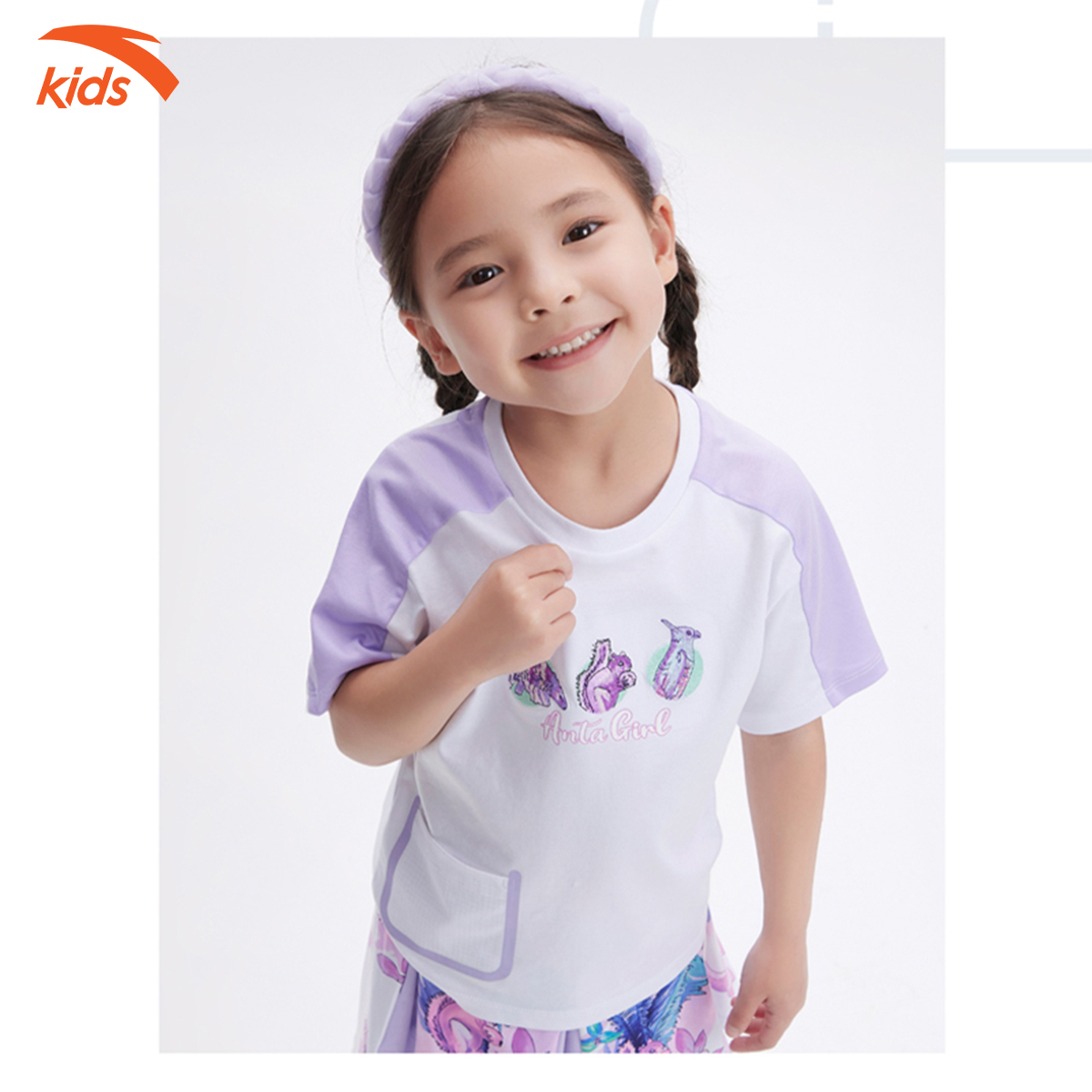 Áo phông thời trang bé gái, co dãn 4 chiều, chất liệu cotton Anta Kids 362239144