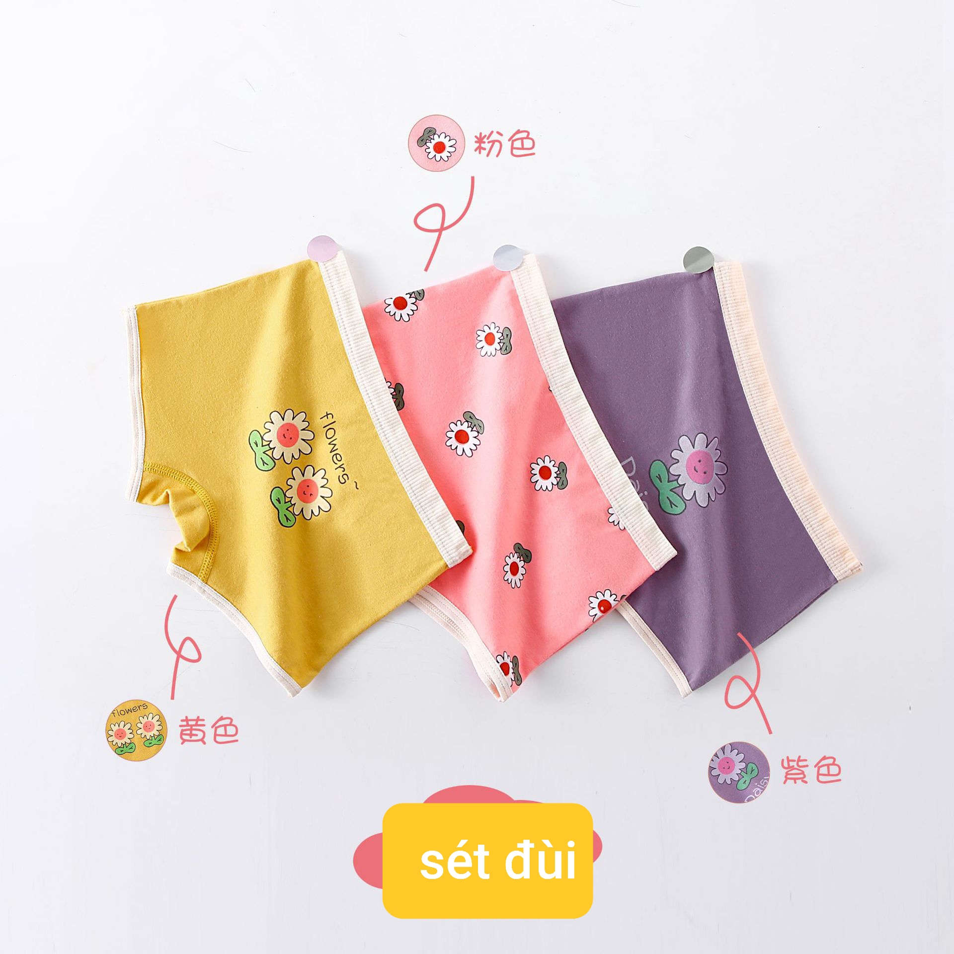 10 Kiểu quần lót bé gái sét 3 chip đùi siêu xinh từ 9-50kg