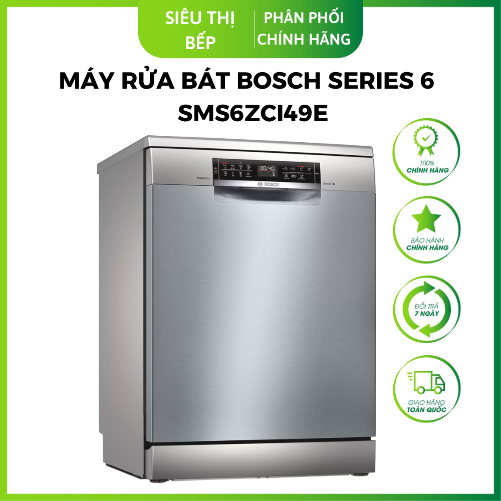 Máy rửa bát Bosch SMS6ZCI49E Series 6 14 bộ -Công nghệ sấy Zeolith - Kết nối Home Connect (MADE IN GERMANY) - Hàng chính hãng