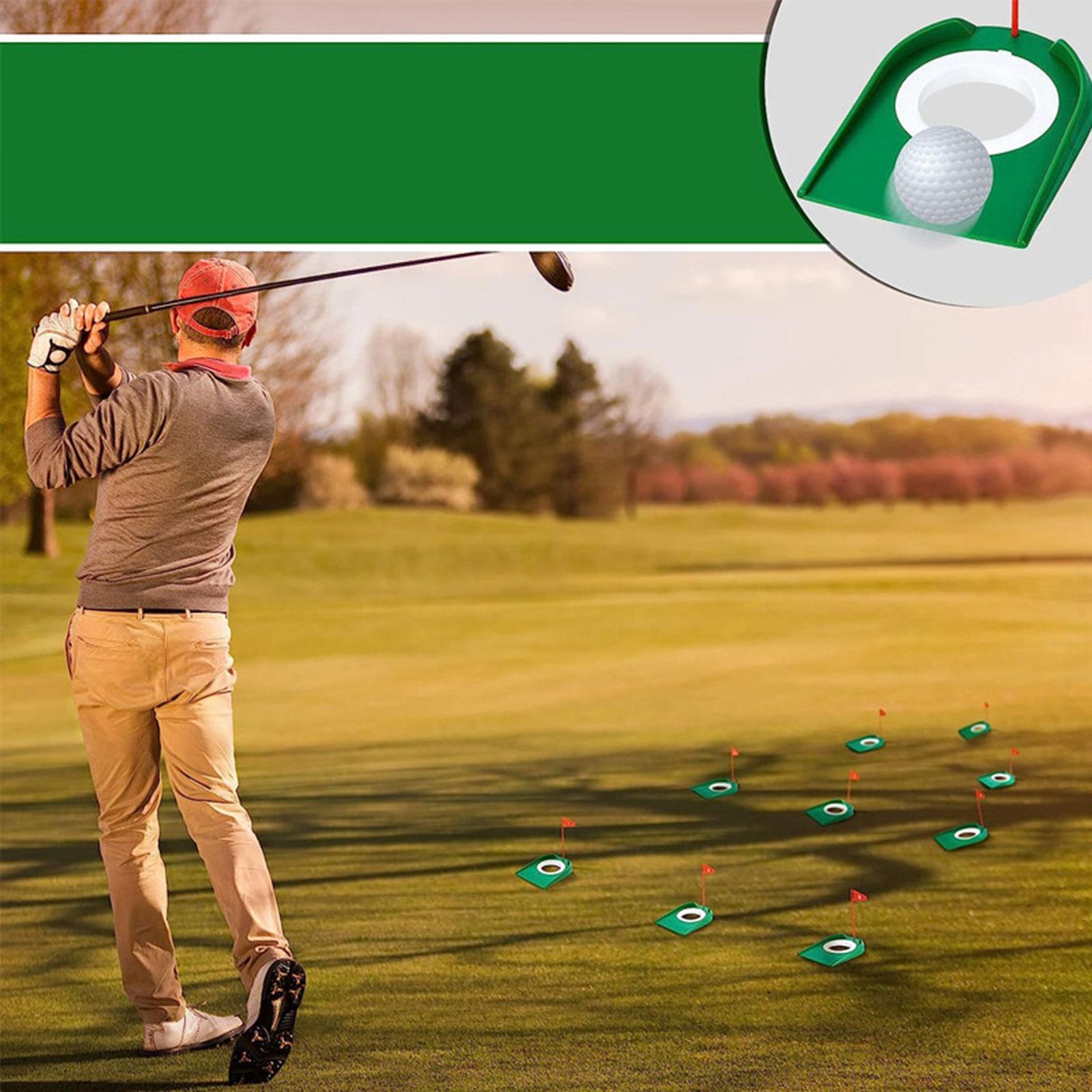 9Pcs Golf Putting Cup and Flag, Golf Practice Cup Supplies Trainer Aid All Direction Putt Training Hole Putt Training Aid for Indoor Golfing