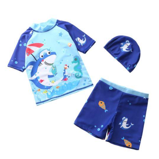 Bộ đồ bơi áo và quần bơi cá baby shark dễ thương cho bé trai