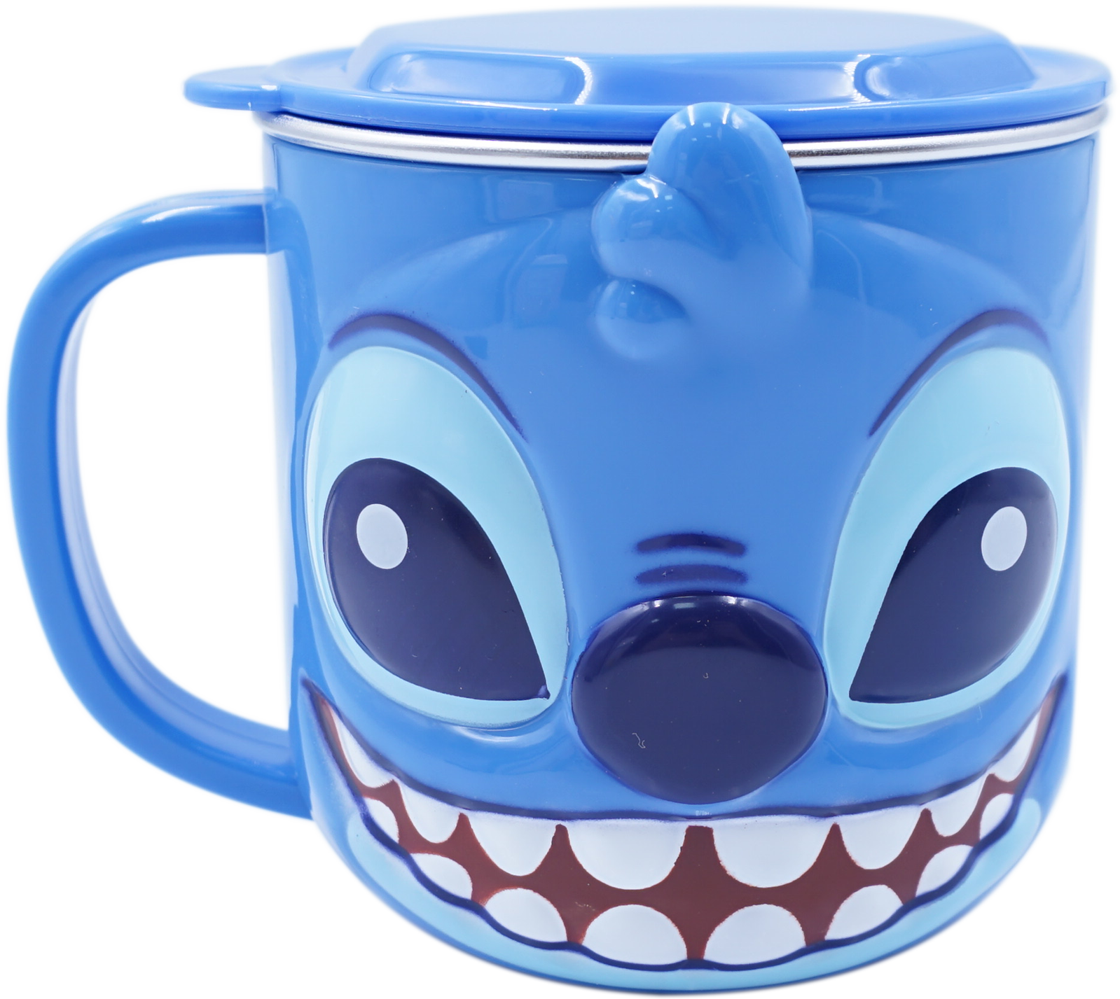 Ly cốc giữ nhiệt Disney hình Stitch 3D có nắp và quai cầm cho bé - 260ml