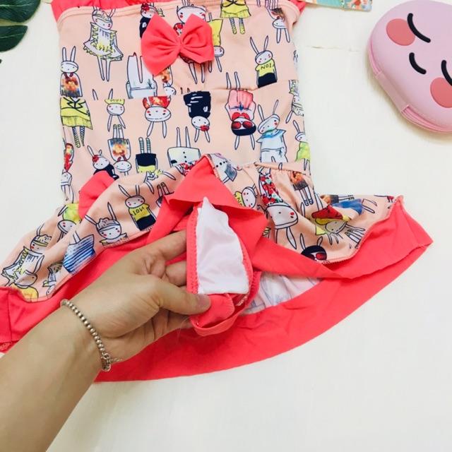 Bikini bé gái 1 mảnh đính nơ thỏ xinh size 15-25kg