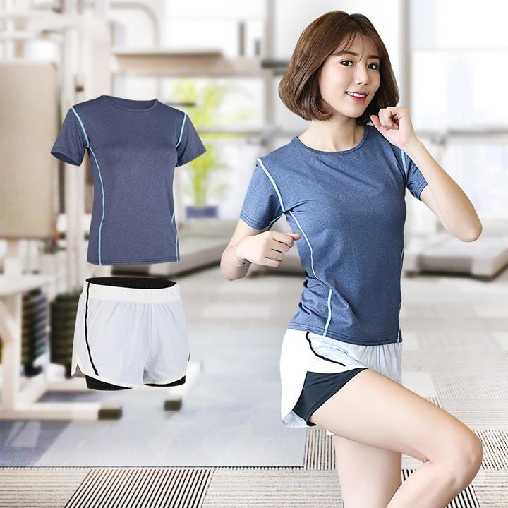 Set bộ thể thao nữ đồ tập gym quần đùi short áo thun tay ngắn năng động