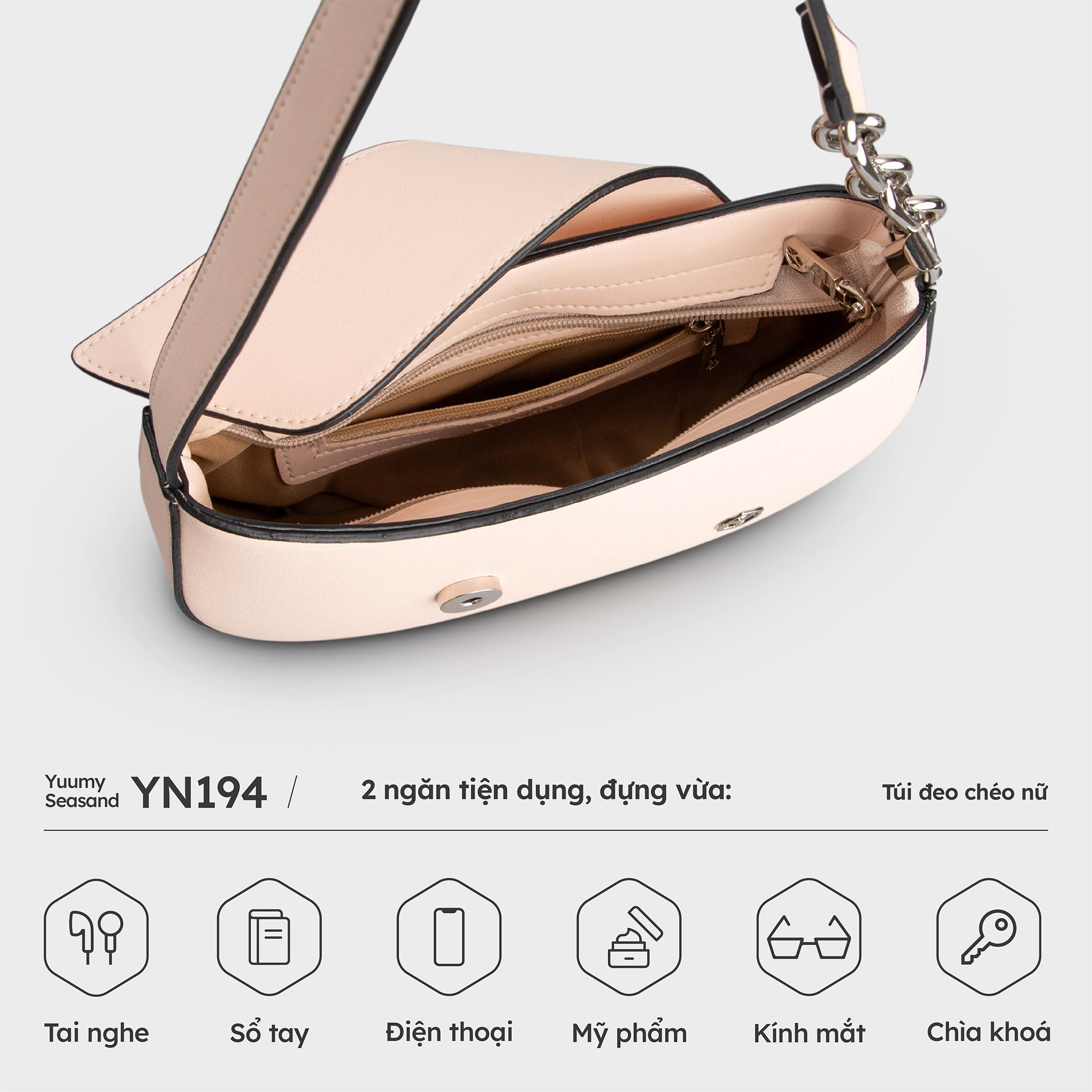 Túi Yuumy ( Thời trang nữ nhỏ cong size 22 - Túi đeo vai da Seasand YN194 )