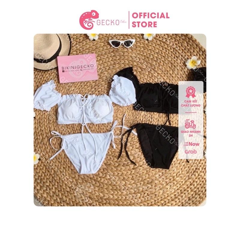 Bikini Đồ Bơi 2 Mảnh Tay Phồng Quần Cạp Cao Nhún Che Bụng GK0233 (Ảnh Thật)