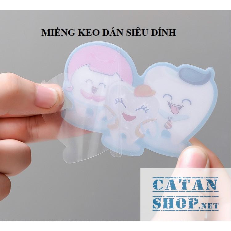 Miếng dán tường HÌNH CHIẾC RĂNG treo bàn chải đánh răng, móc treo vật dụng gia đình siêu tiện lợi, tiết kiệm không gian