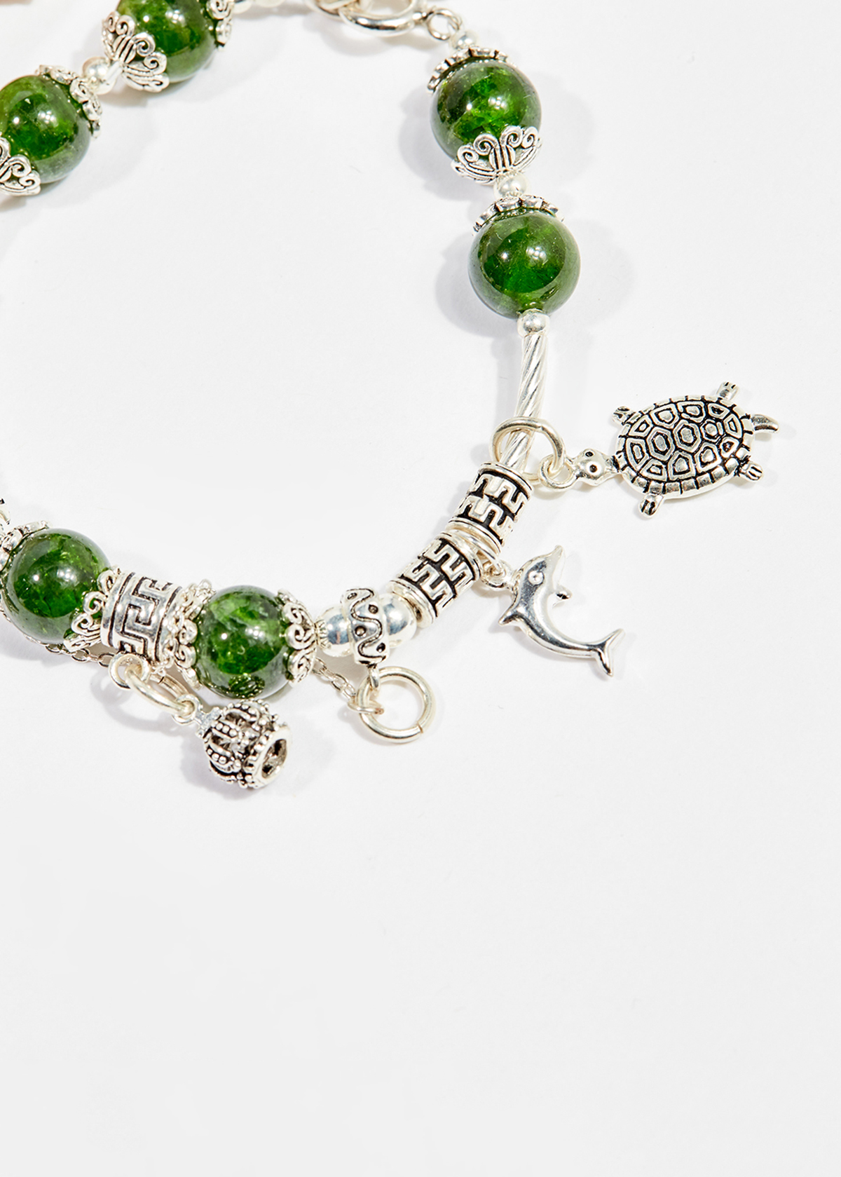 Vòng tay phong thủy nữ đá diopside charm kim quy 8mm mệnh hỏa , mộc - Ngọc Quý Gemstones