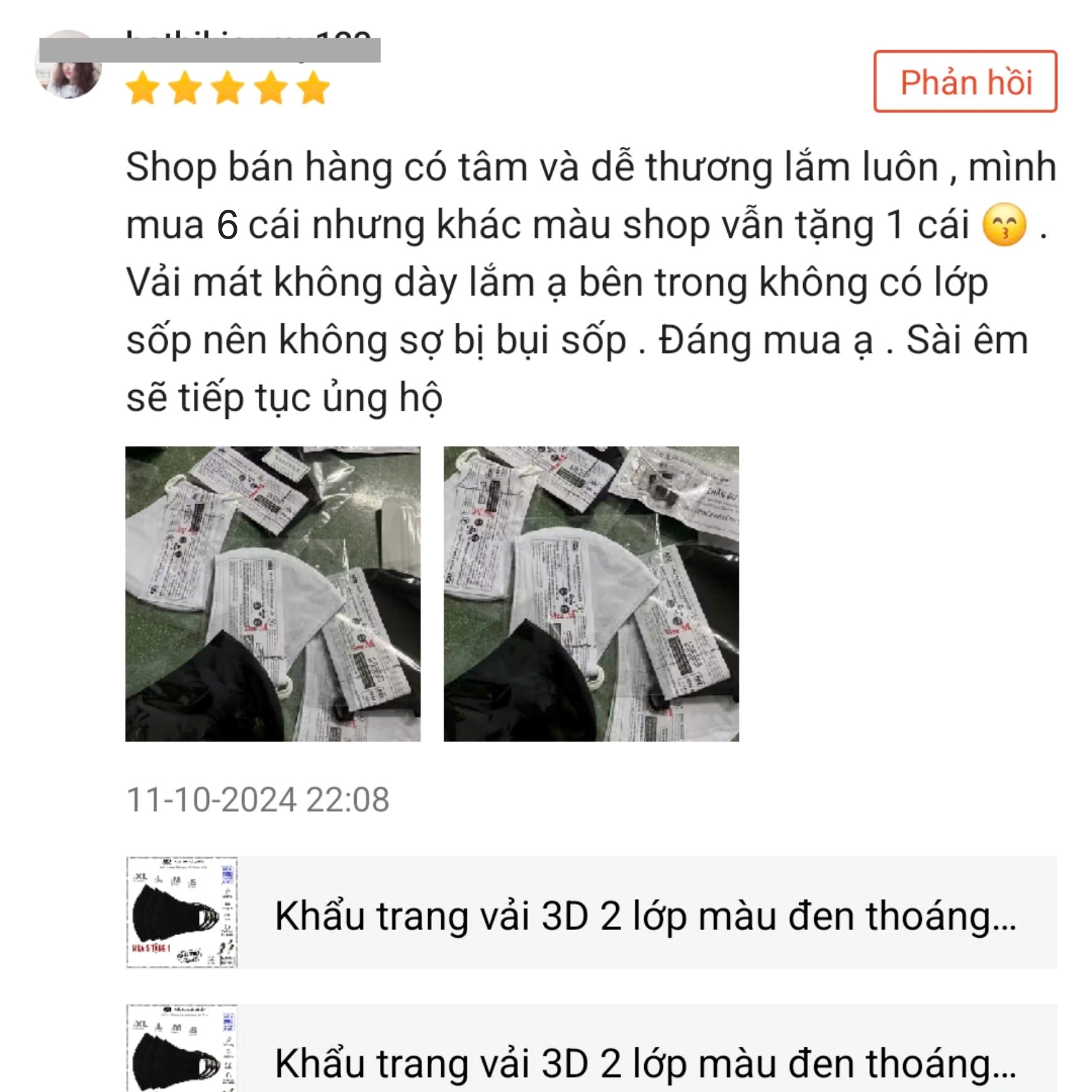 Khẩu trang vải 3D 2 lớp màu đen thoáng khí êm tai chính hãng Azumikichi giặt lại được bền cả năm - A1