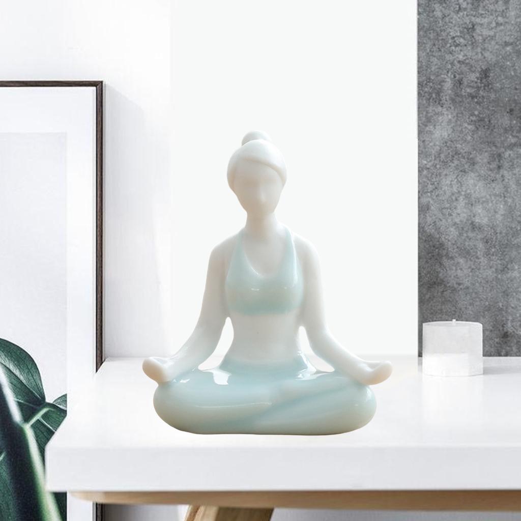 Ceramic Yoga Figurine Sculpture Statue Bedroom Desktop Cabinet Decoration