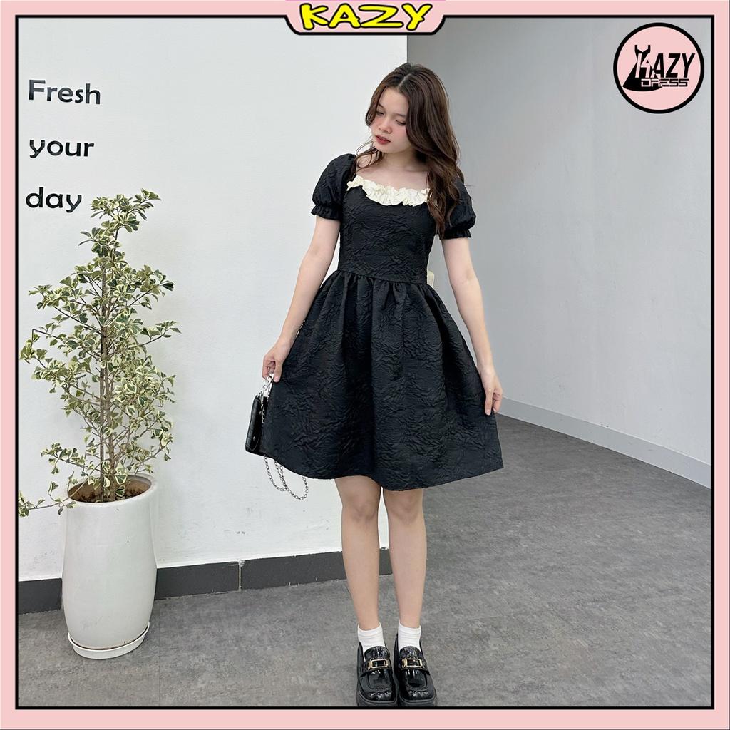 Đầm váy công chúa Babydoll khoét lưng thắt nơ xinh xắn phong cách tiểu thư Hàn Quốc KAZY STORE V011