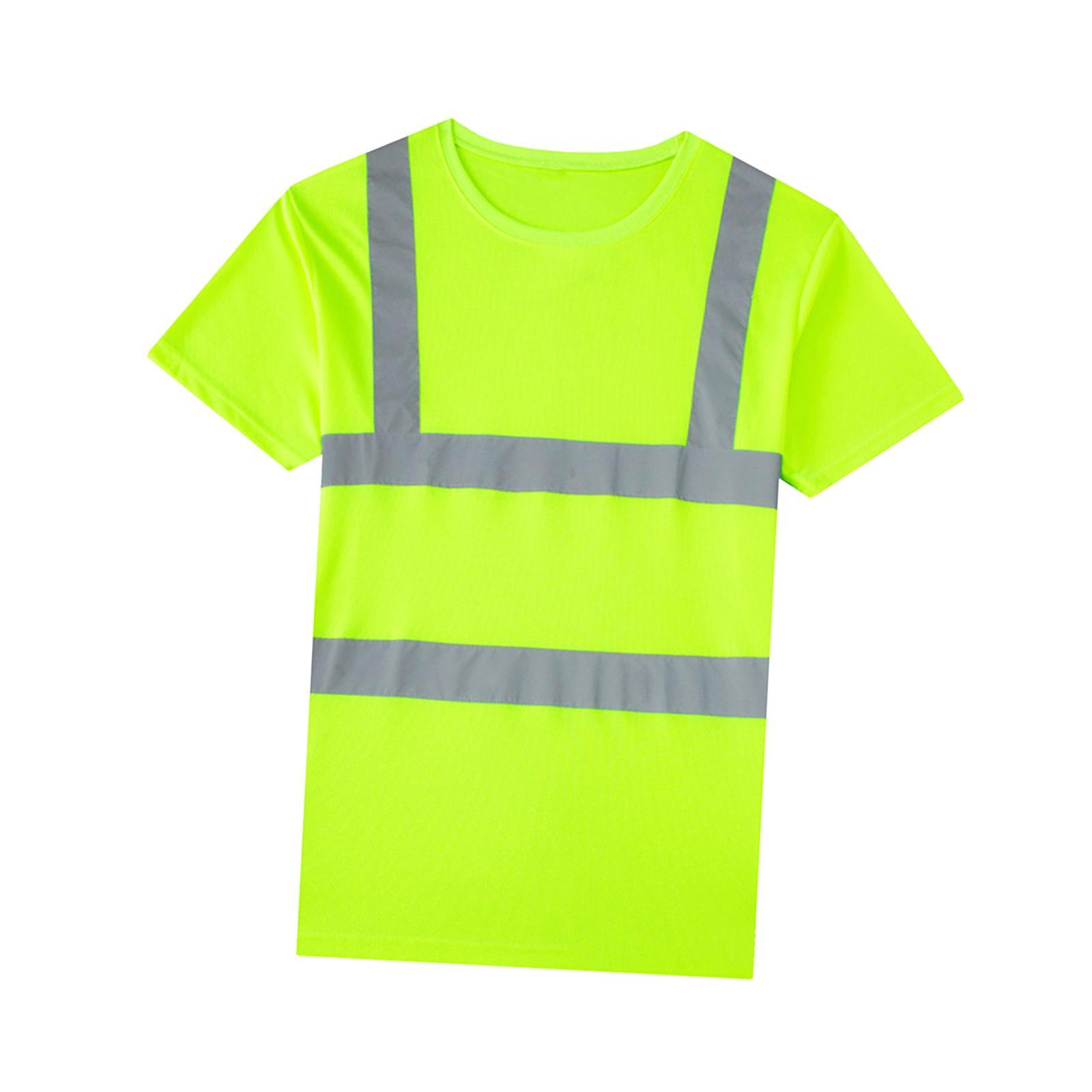 High Visibility Short Sleeve Construction Shirt Quick Drying High Visibility Reflective Shirts for Night Work Cycling Firefighter Women