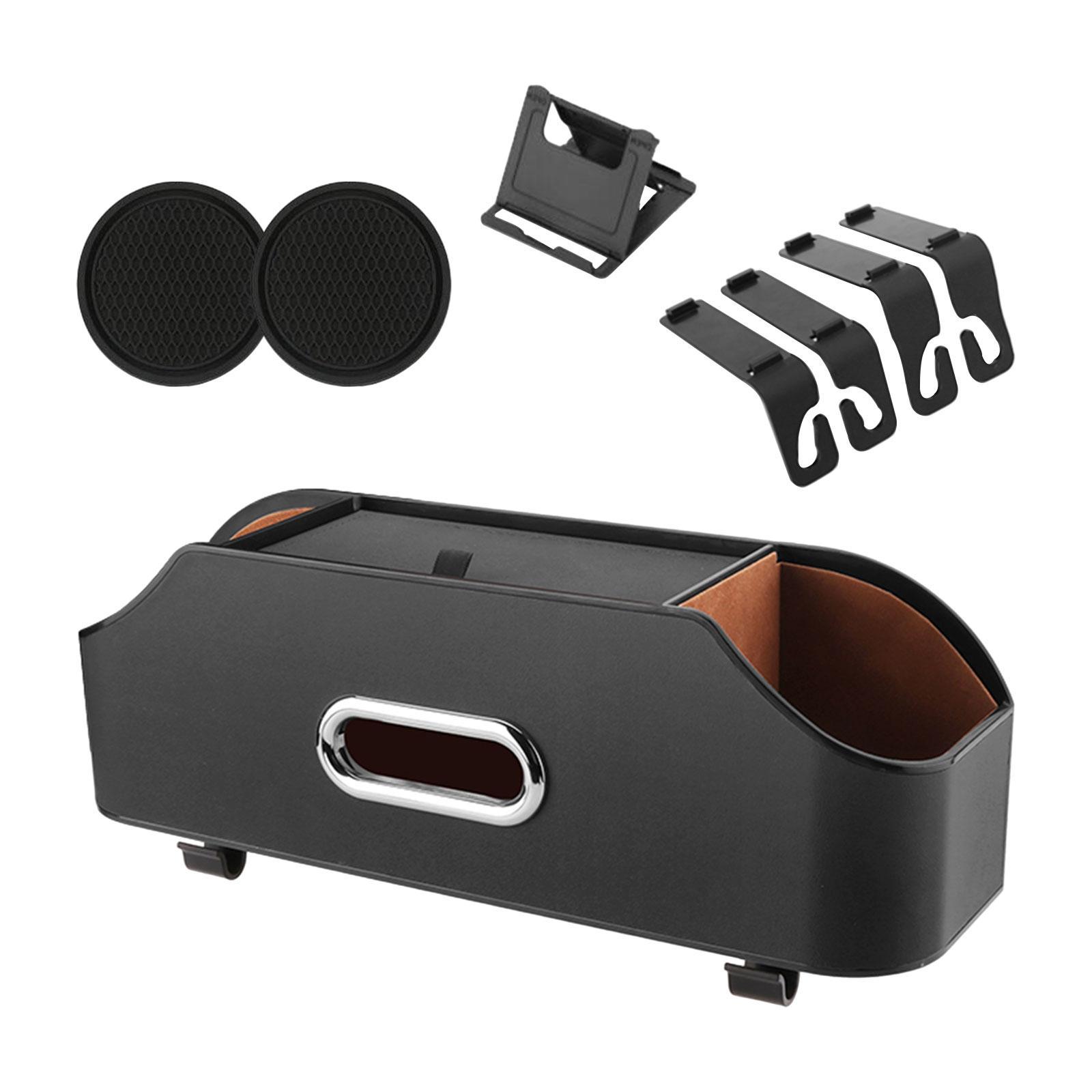 Car Headrest Seat Hanging Organizer with 2 Coasters Cup Holder Napkin Holder Durable 34.8x12x9.3cm Tear Resistant Waterproof Multifunctional