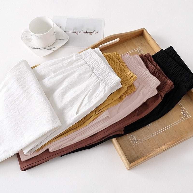 Quần ống đứng lưng thun thời trang, vải đũi mát phù hợp mọi độ tuổi