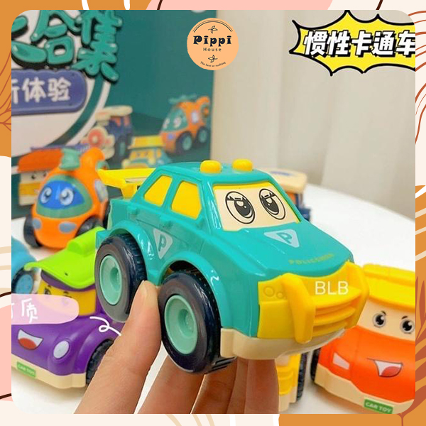 Bộ 8 xe ô tô poli đồ chơi dễ thương chạy đà
