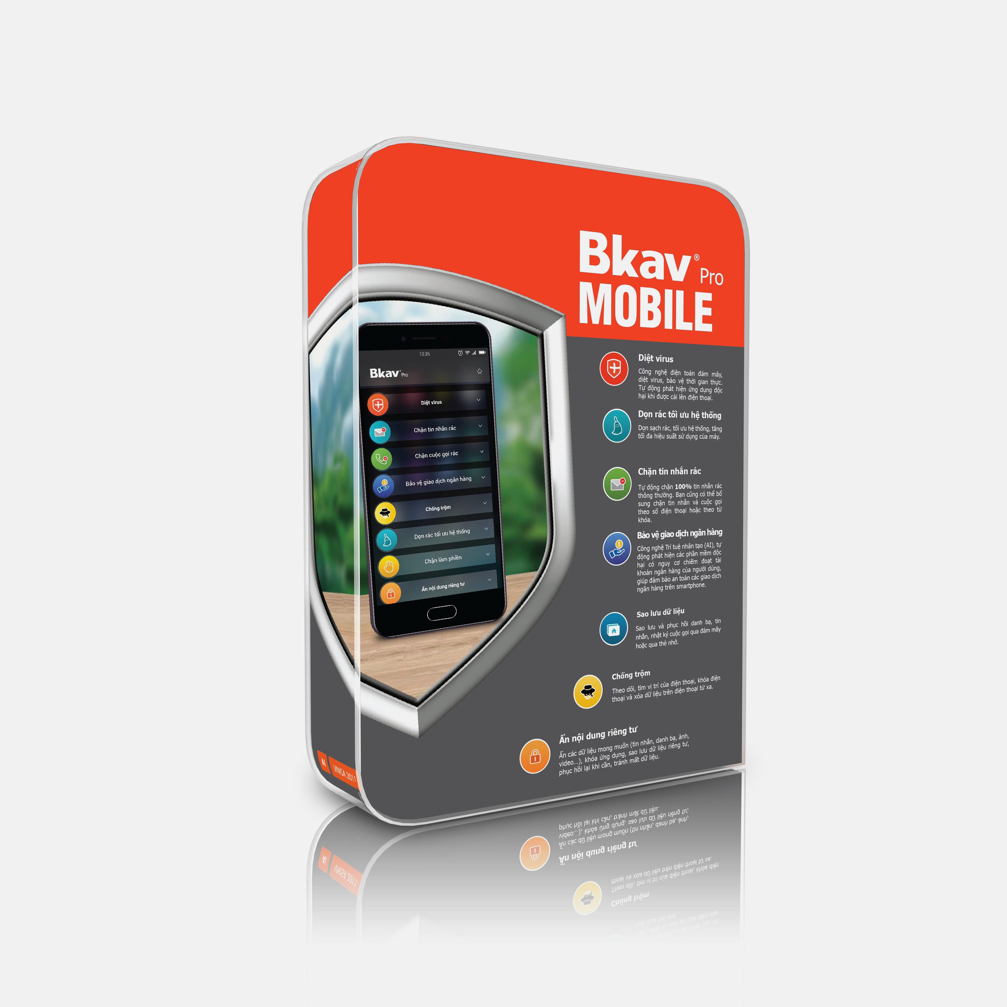 Mã key Phần mềm diệt virus ĐT Bkav Pro Mobile - Bản quyền 1 năm - Nhận mã ngay sau khi đặt