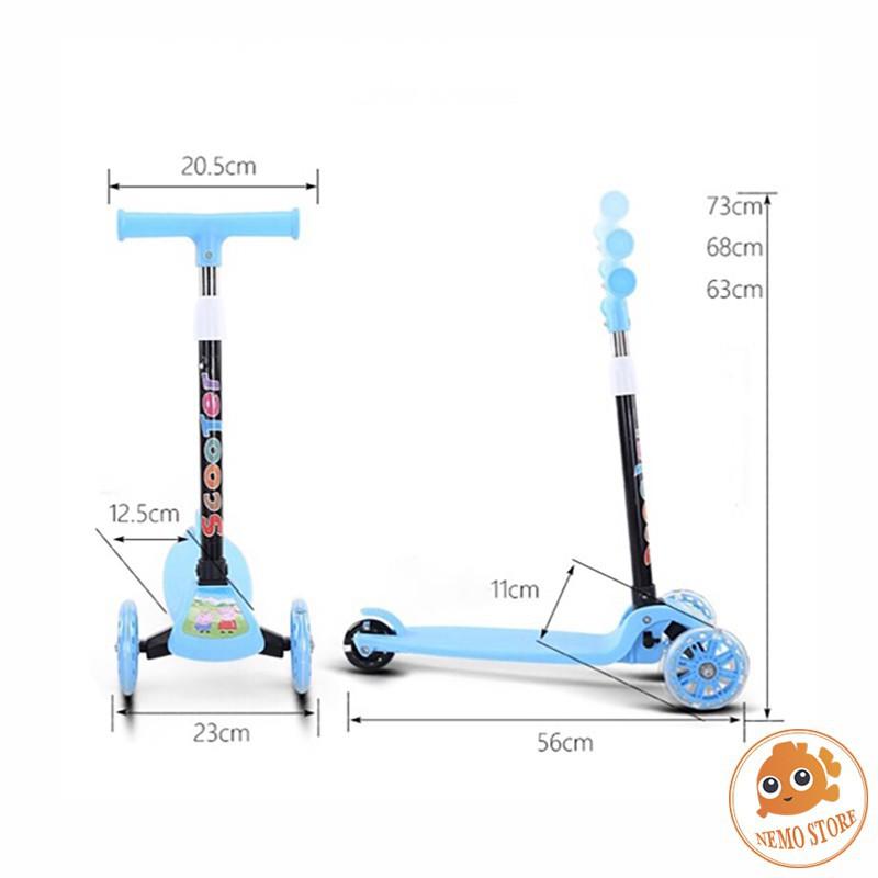 Xe scooter cho bé xe trượt scooter trẻ em 3 bánh gấp gọn có đèn phát sáng - Nemo Store