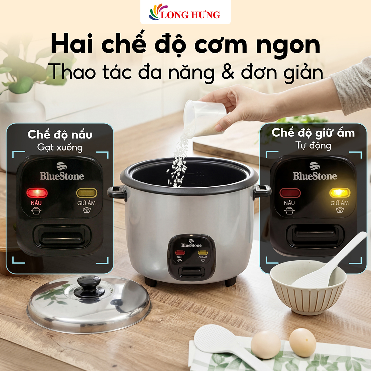 Nồi cơm điện nắp rời Bluestone 1.8 lít CRB-5419 - Hàng chính hãng