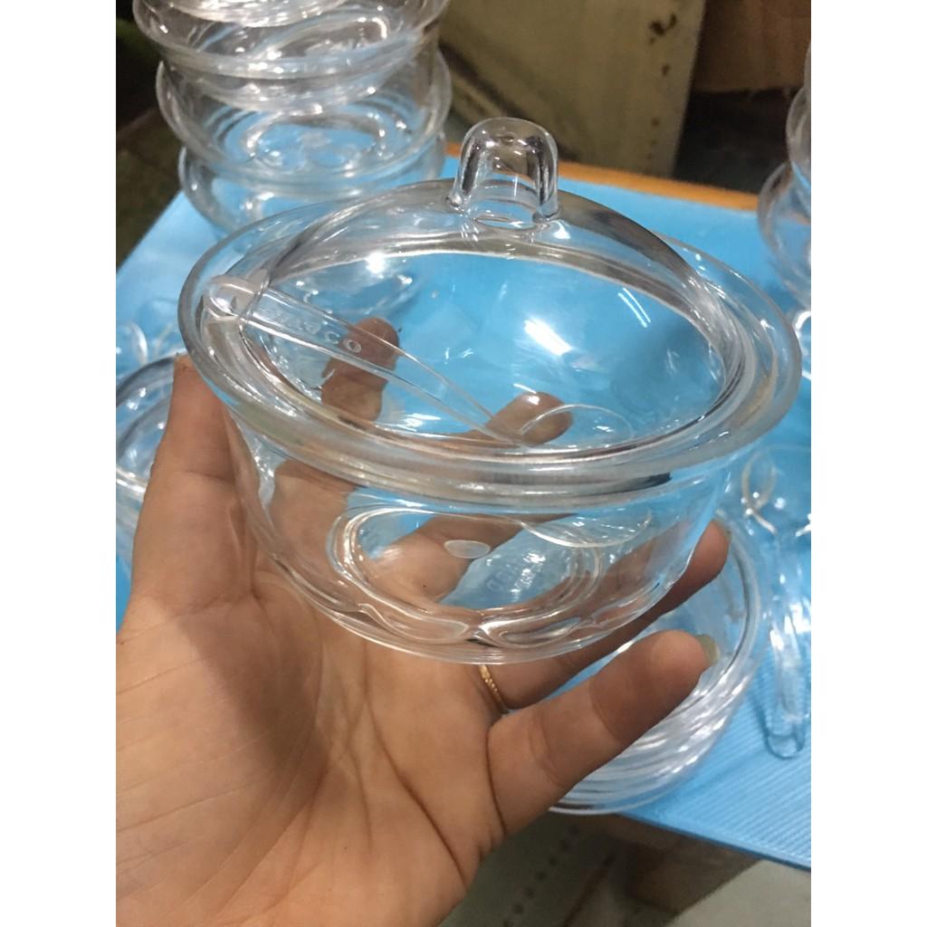 Hũ nhựa Acrylic đựng gia vị chanh ớt sa tế NHỎ 8.8 X 5 CM ,120 ML - LỚN 10,8 X 6,2 CM , 160 ML