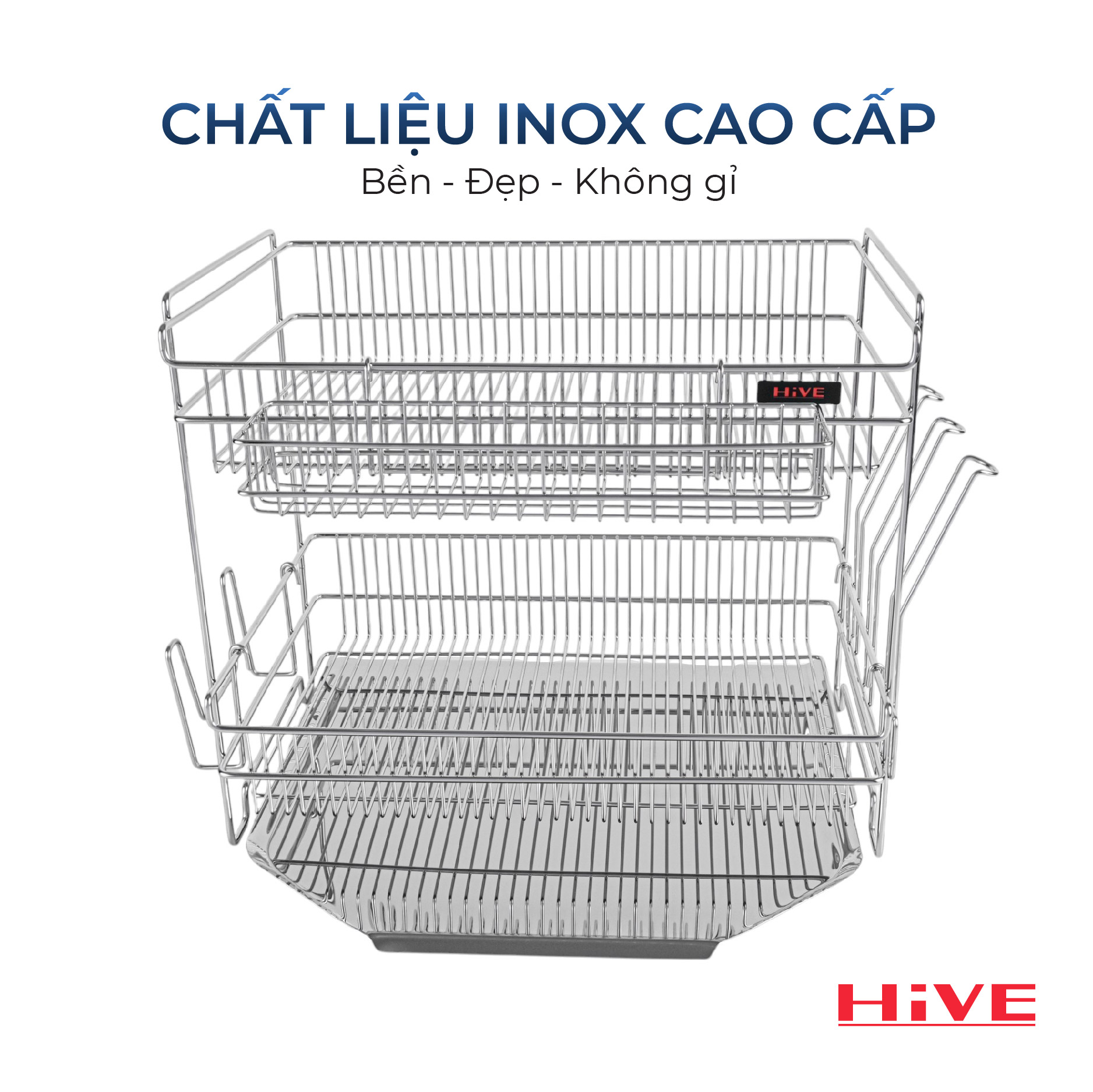 Kệ (giá) để chén bát HiVE KO 2 tầng inox 304