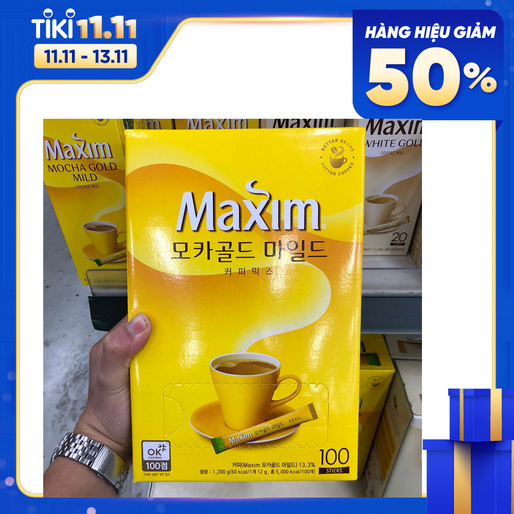 Cà Phê Hoà Tan Maxim Gold Mild  Dongsuh Hàn Quốc 1200g ( Gồm 100 gói x 12g)