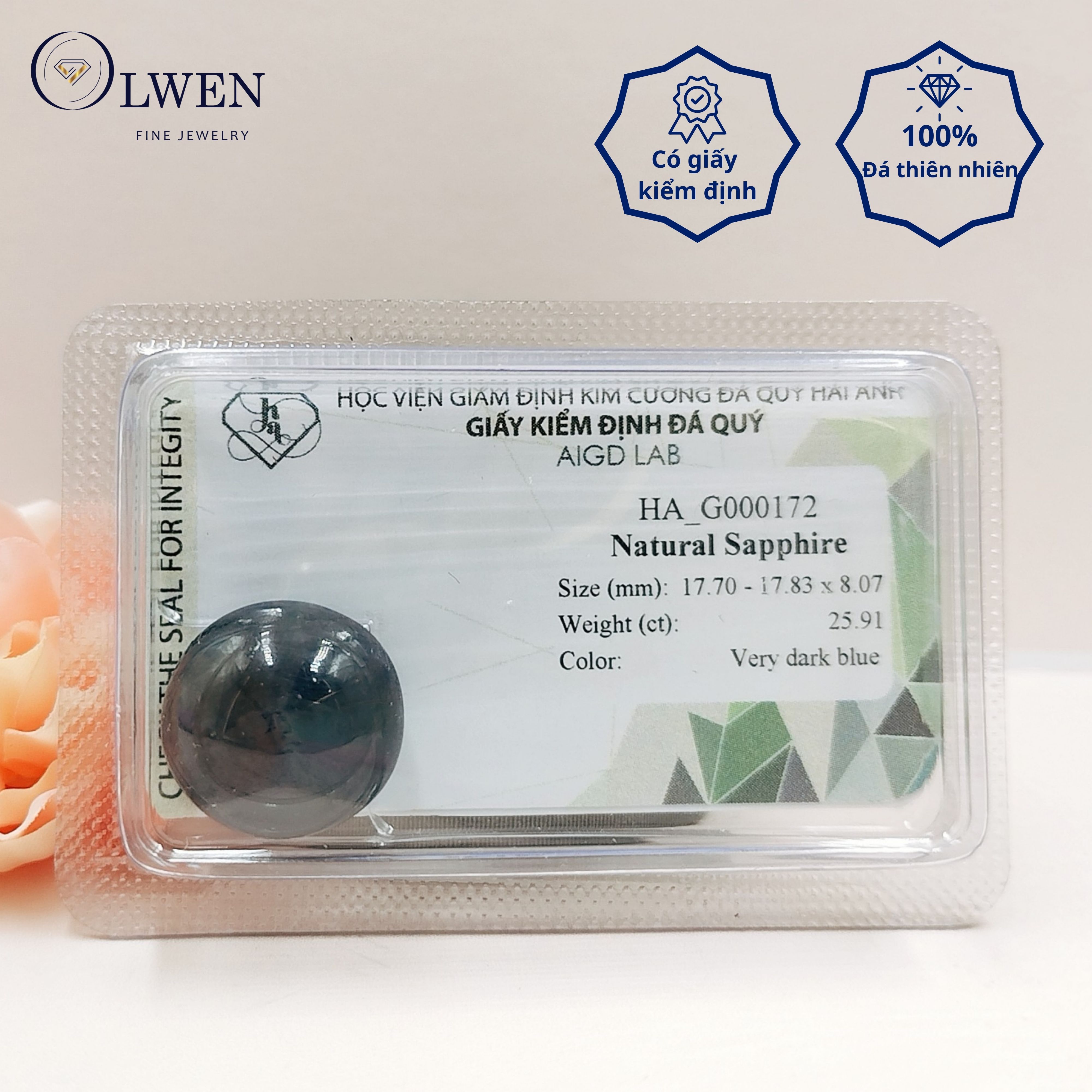 Viên đá Sapphire thiên nhiên HA-G000172