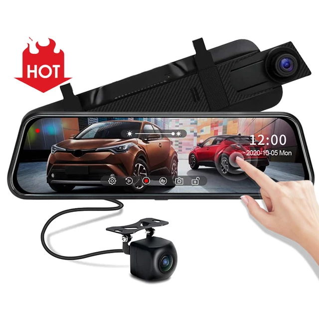 Camera hành trình ô tô Gương chiếu hậu 9.66 inch Full gương -Màn hình cảm ứng -Thiết kế đẹp mắt video 2K sắc nét - Camera kép trước và sau