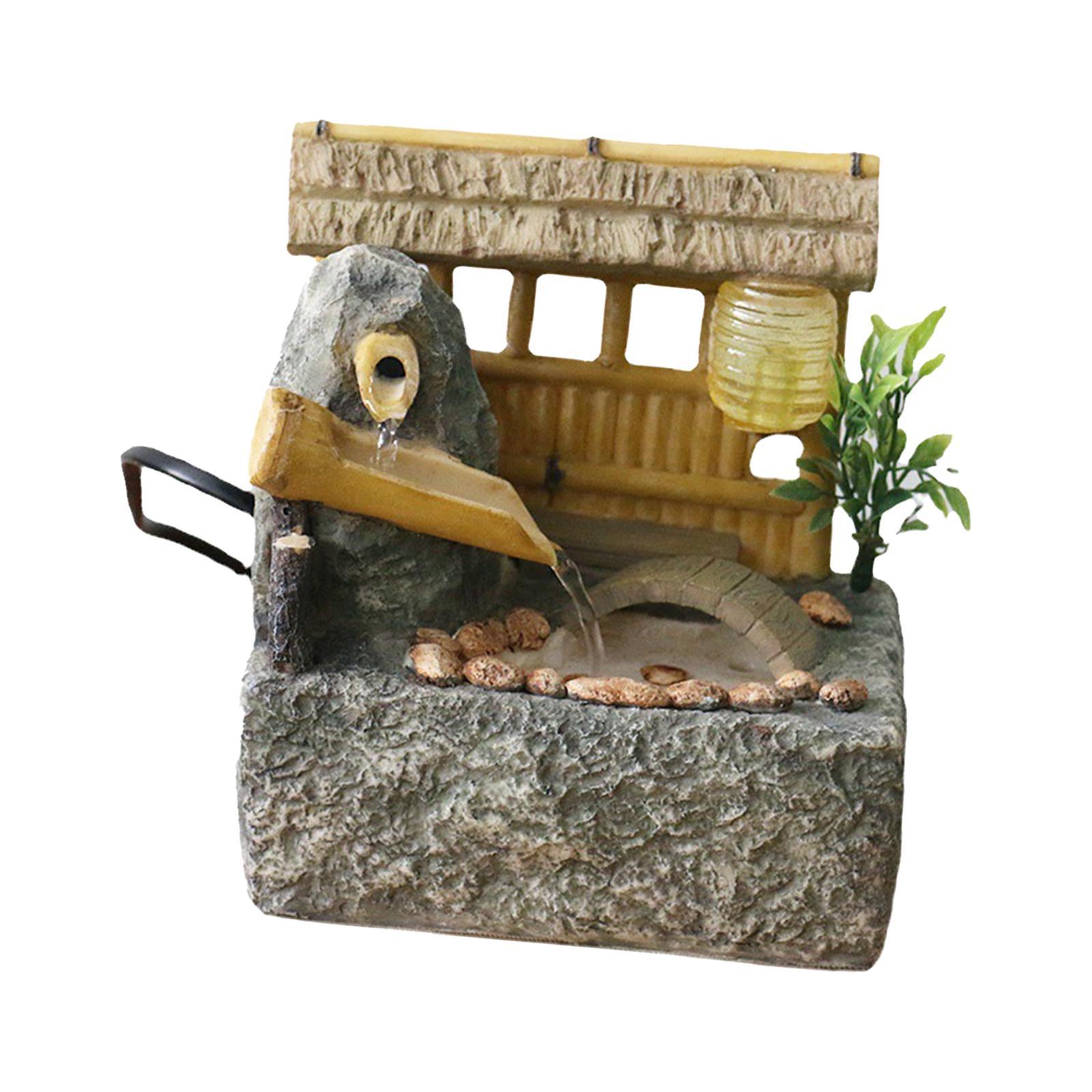 Tabletop Fountain Waterfall Fountain Landscape with Light Decoration Flowing Water Fountain Indoor Fountain for SPA, Meditation, Relaxation