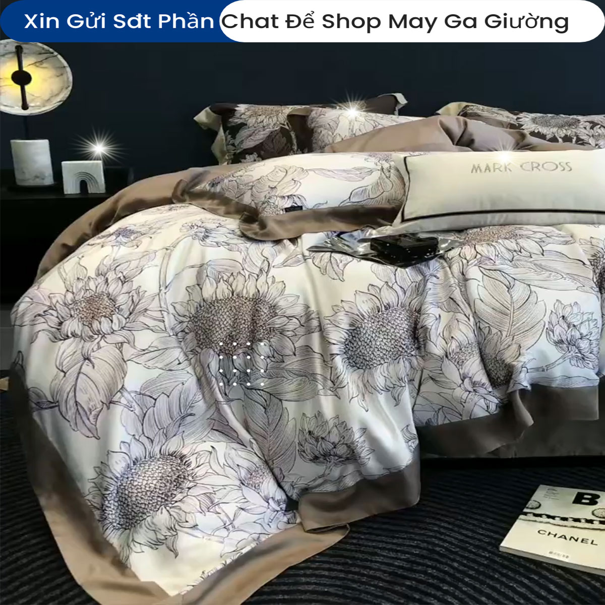 Bộ Chăn Ga Gối Đệm Lụa Tencel 100s Màu Trơn 5 Món Cao Cấp Chăn Chần Bông Lụa Mềm 03