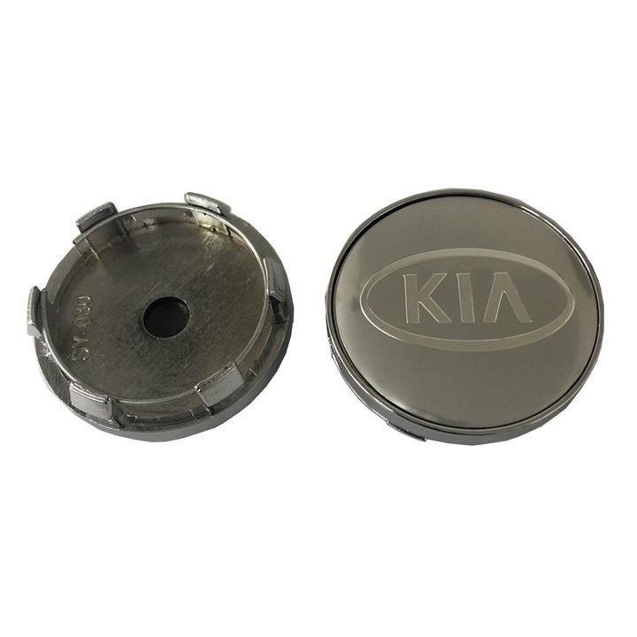01 Logo chụp mâm, ốp lazang vành bánh xe ô tô KIA Đường kính 60mm Nhựa ABS - 2 màu: Đen và Bạc