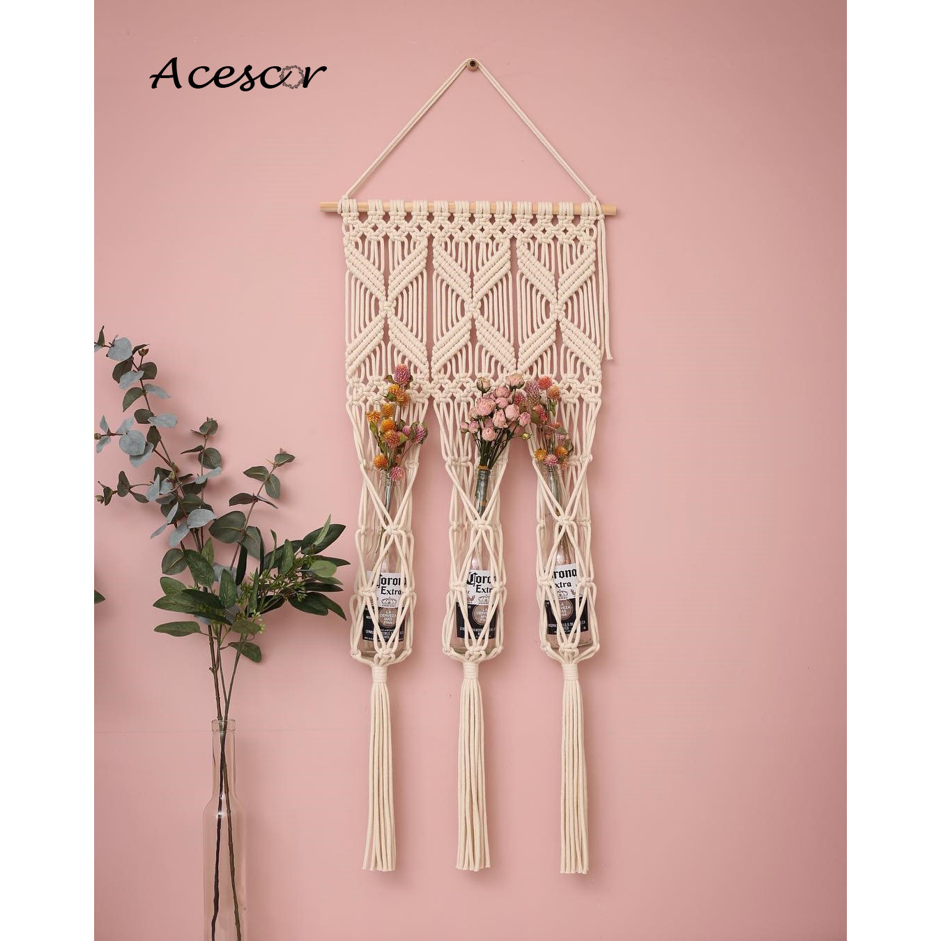 Giỏ Treo Hoa Trang Trí Tường Macrame GH01 - Sản Phẩm Handmade Nghệ Thuật, Dùng Treo Tường Decor, Làm Quà Tặng, Trang Trí Phòng Khách, Phòng Ngủ (Trang Trí Nhà Cửa)