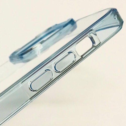 Ốp lưng cho iPhone 15 Pro Max hiệu Likgus Defend Glass Shock Viền màu xanh (Trong suốt không ố màu) - Hàng nhập khẩu