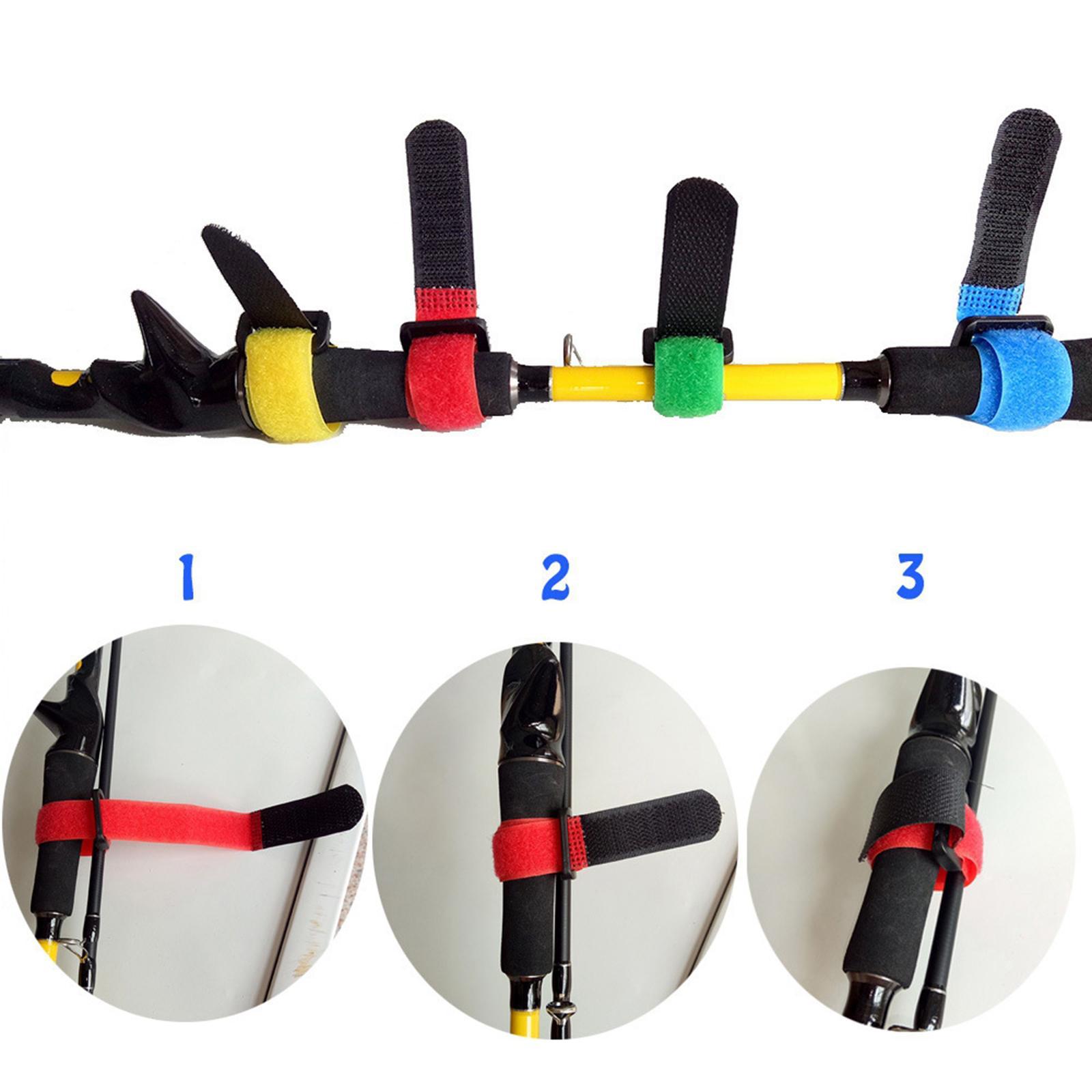 2x Set of 10 Fishing Rod Wrap Pole Straps, Elastic Nylon Fishing Rods Belt Ties Webbing with Loop Compression Bag Backpack Luggage Straps Band