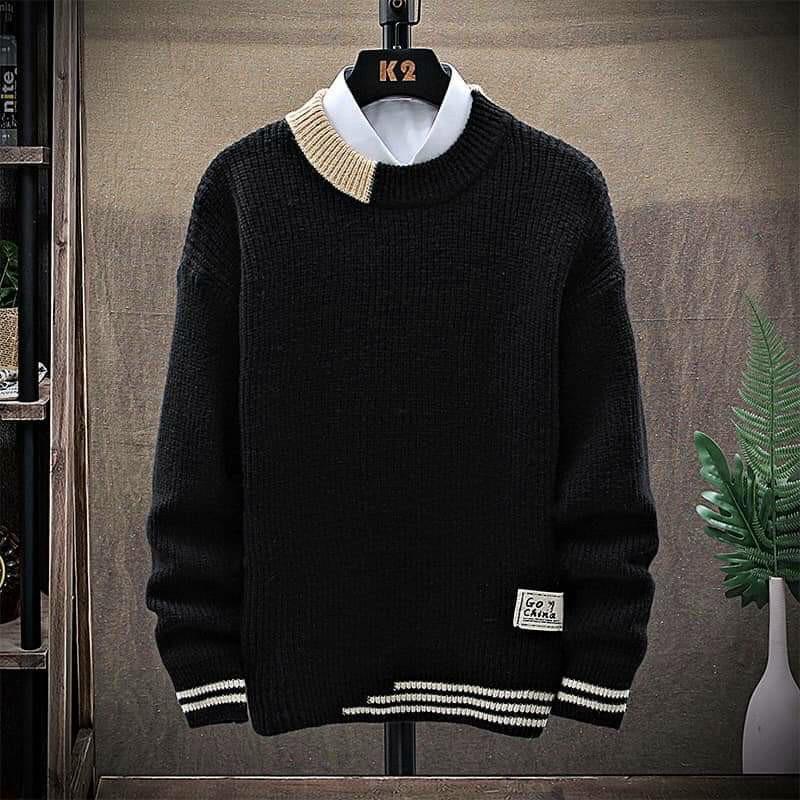 ㍿♟Áo Len Nam Cao Cấp Dài Tay Phối Màu Trẻ Trung Thời Trang- Vá Gấu Cá Tính- Hàng loại 1w
