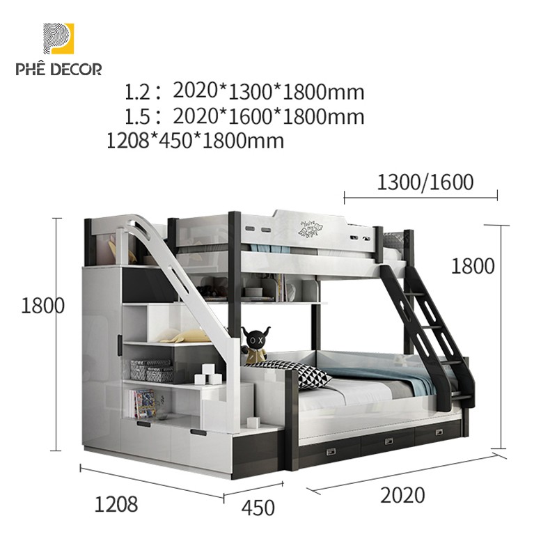 GIƯỜNG TẦNG TRẺ EM - GT05 - Giường 1m5