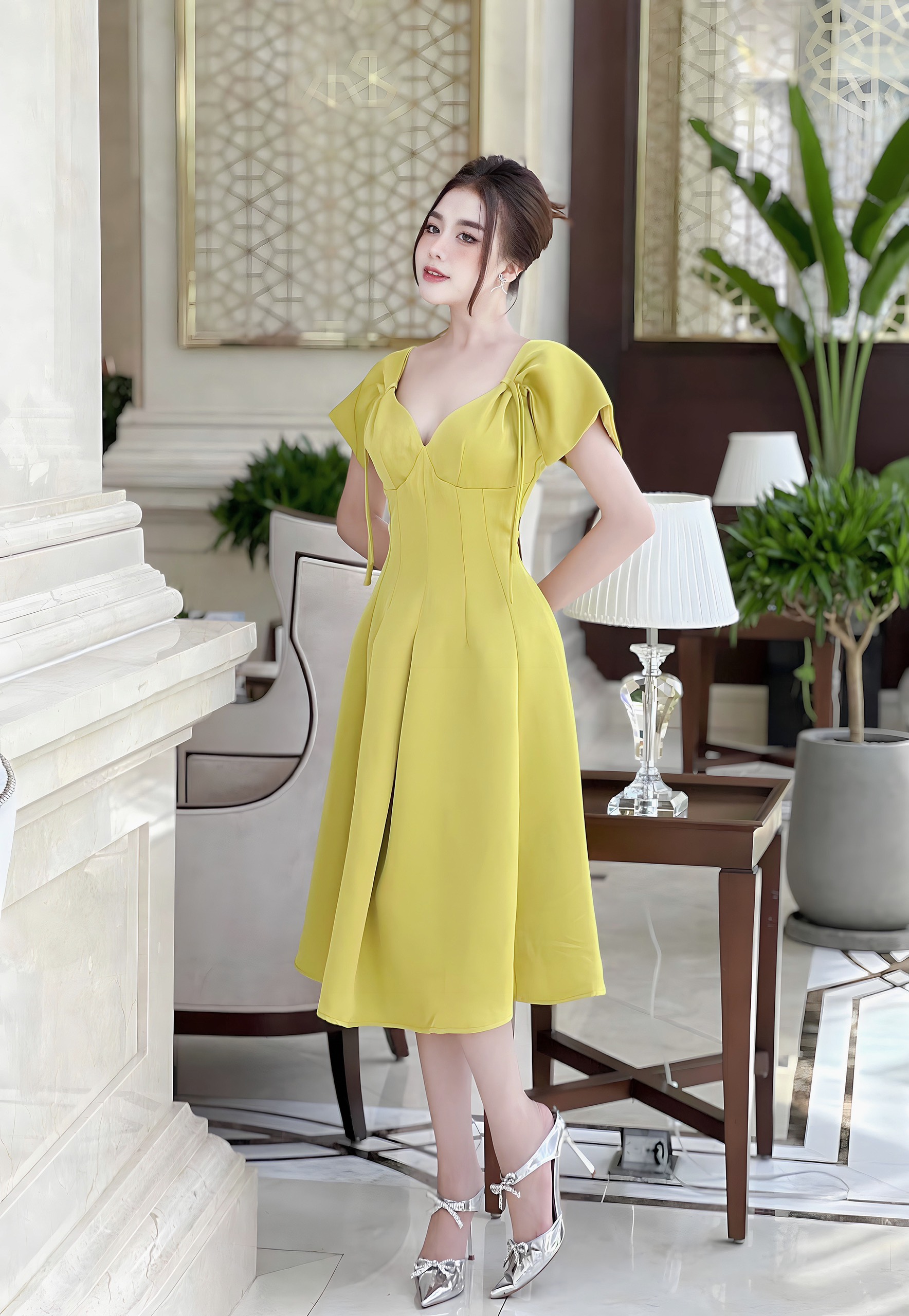 Đầm Thiết Kế MAY I45 Chất Liệu Jersey Silk Cao Cấp Dày Dặn Chống Nhăn Nhàu - Đầm Dự Tiệc Sang Trọng Chuẩn MAY