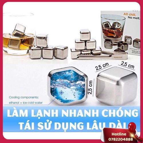 Combo 8 Viên Đá Làm Lạnh Không Tan Bằng Thép Không Gỉ  - Miễn Phí Vận Chuyển