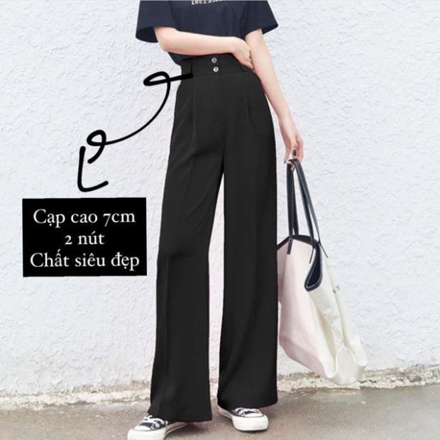 Quần ống suông culottes dài 100cm cạp bản to 7 phân 2khuy siêu Hot