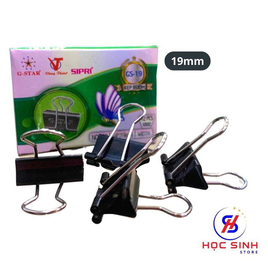 Hộp 12 Cái Kẹp Bướm 19mm Đen Gstar Size nhỏ Chất lượng cao, dùng để kẹp tài liệu, kẹp giấy