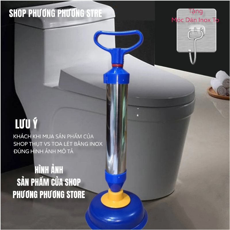 Cây thông tắc bồn cầu inox - tặng vỉ dán móc to