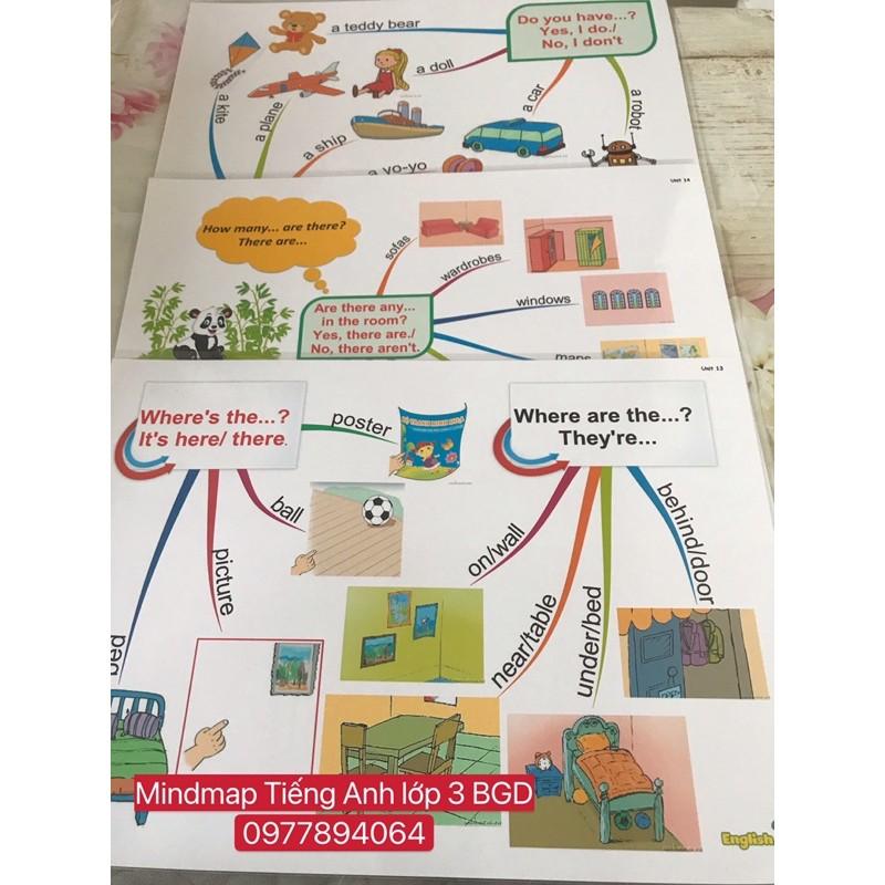 Mindmap Luyện Thuyết Trình Tiếng Anh lớp 3 size A3 ép plastics