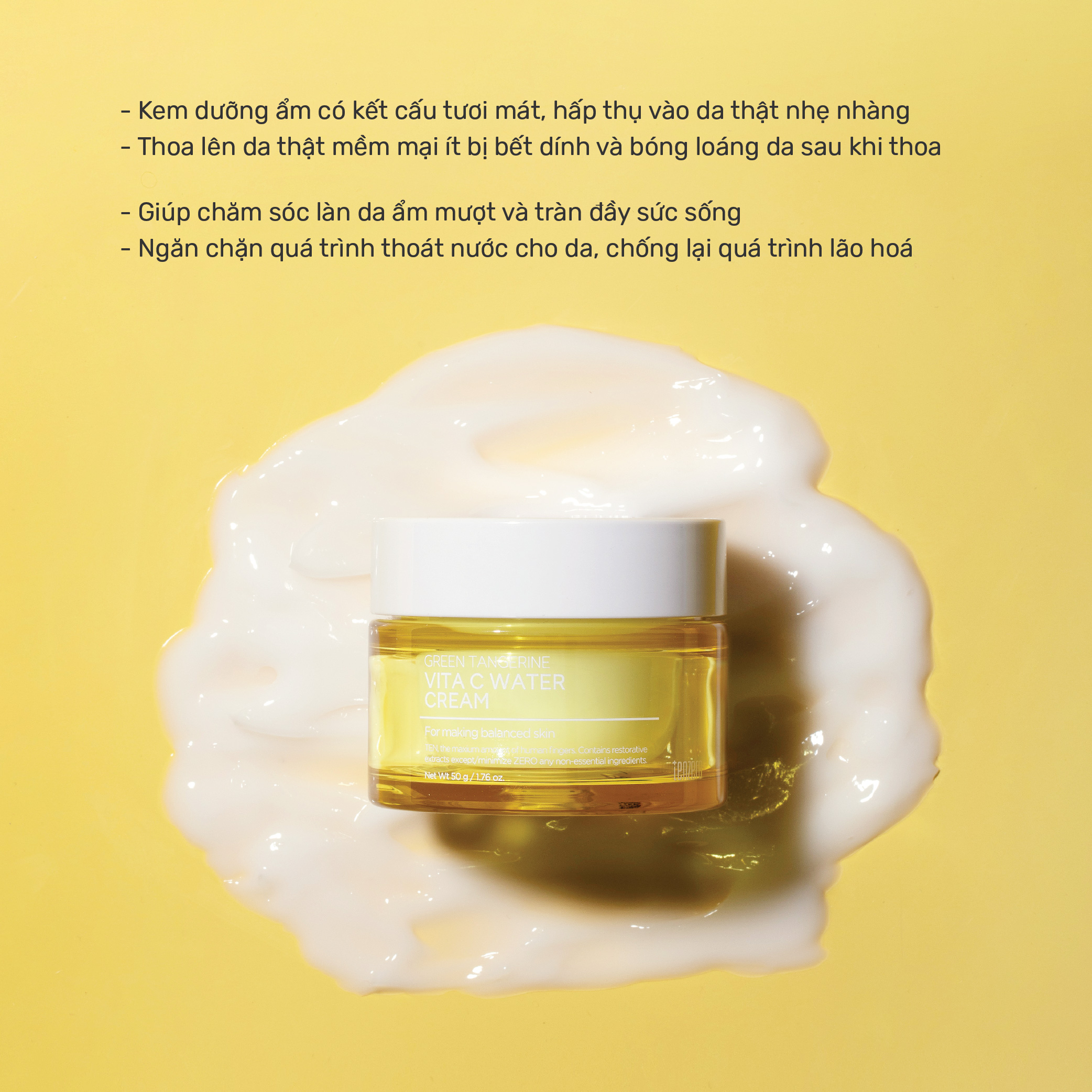 Kem Dưỡng Ẩm Làm Sáng Da Tenzero Green Tangerine Vita C Water Cream 50g