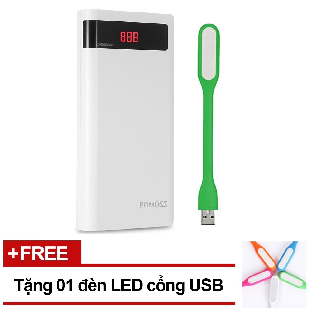 Pin Sạc Dự Phòng 20000mAh Romoss Sense 6P - Hàng Chính Hãng + Tặng Đèn Led